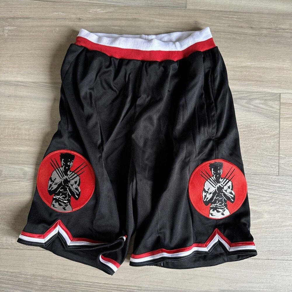 VINTAGE Mperial Sportswear Wolverine Black & Red YOUTH Basketball Shorts L